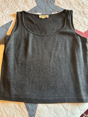 St. John Black Knit Scoop Neck Tank Top